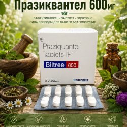 Biltree-600 (Празиквантел 600мг) 10таблеток