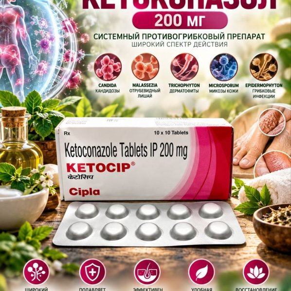 Ketocip (Кетоконазол 200мг) 10таблеток